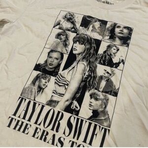 Taylor Swift Official Merch Cream Eras Tour Short Sleeve Crew Neck Shirt Tee